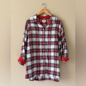 American Eagle Women’s Plaid Flannel Shirt with Corduroy detail, sz XXL